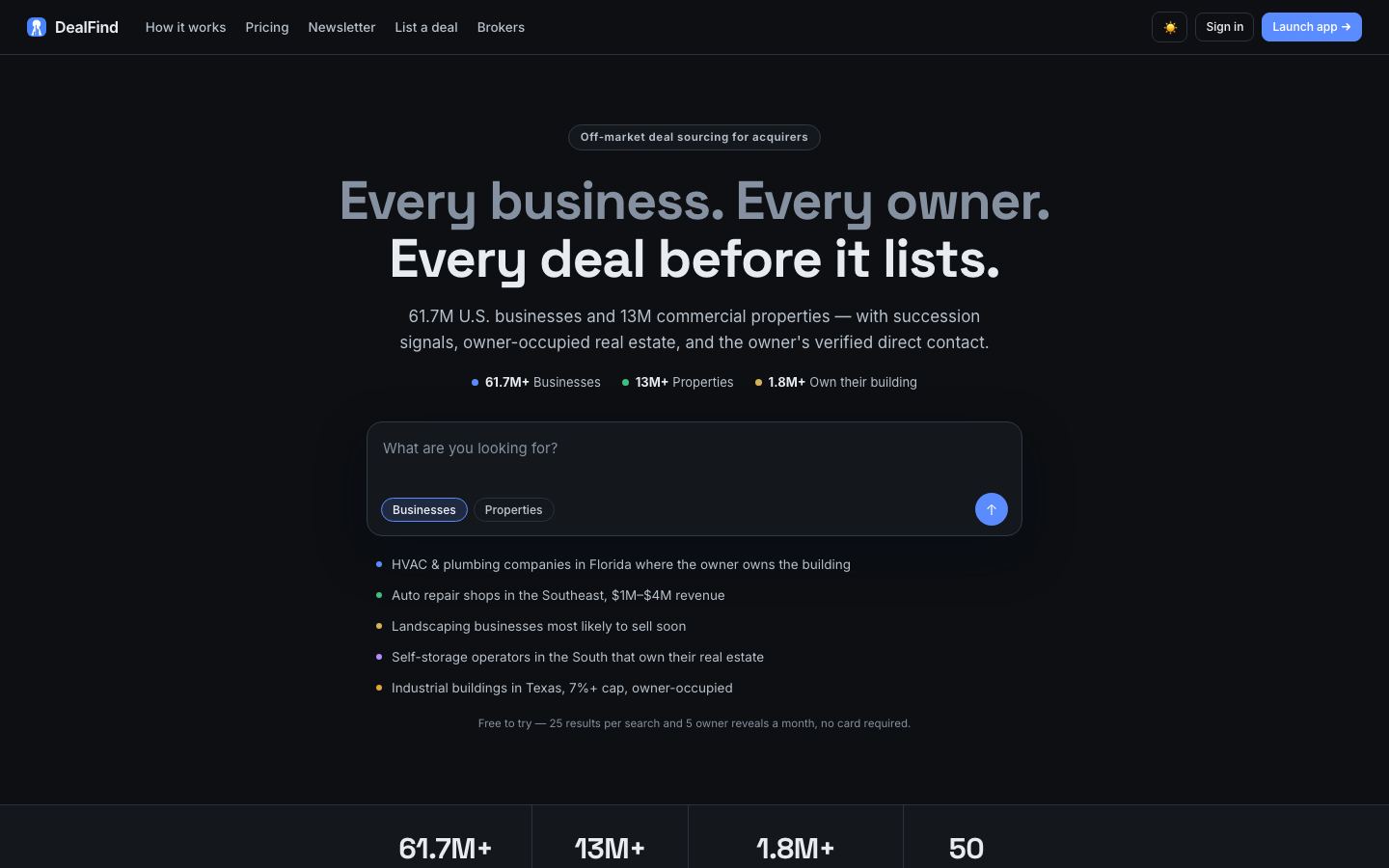 DealFind homepage