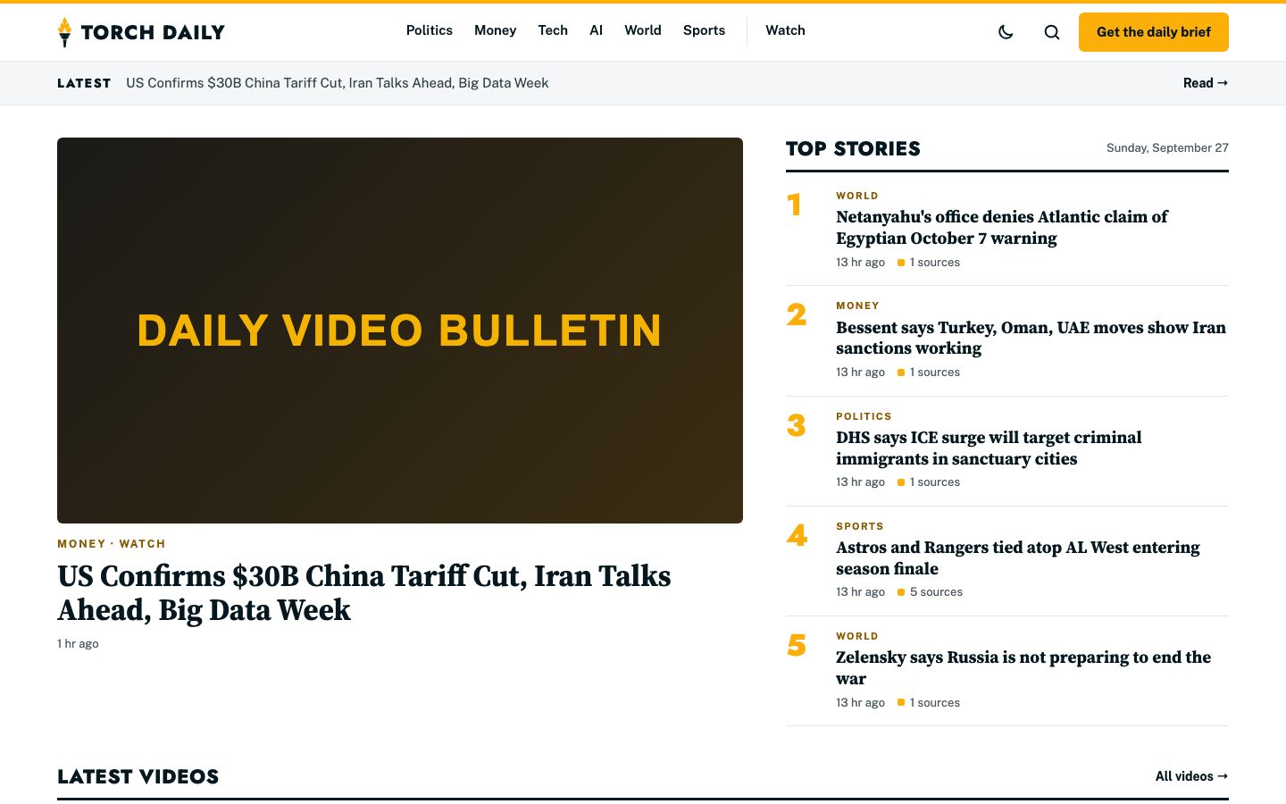 Torch Daily homepage